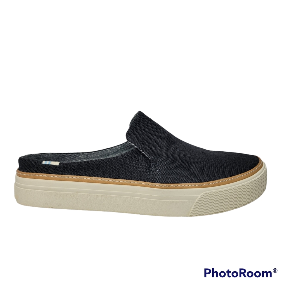 Toms Womens Black Size 6.5 Sunrise Canvas Slip On Flat Mules Shoes
